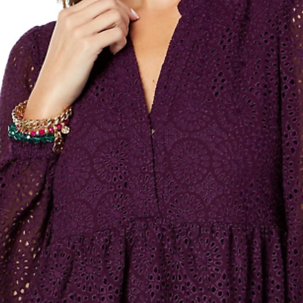 NWOT Lilly Pulitzer Winona Eyelet Swing Dress Cherry Ganache Size Medium